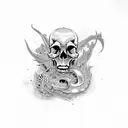 skull dragon guns trash polka tattoo design idea