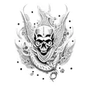 skull dragon guns trash polka tattoo design idea