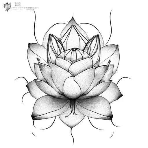 lotus flower and human heart roots are veins tattoo design idea