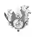 stopwatch, JJ, checkerboard tattoo design idea