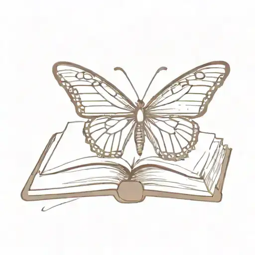 butterfly and book open in front tattoo design idea