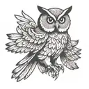 owl with wings spread wide tattoo design idea