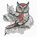 owl with wings spread wide tattoo design idea