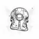 Football stadium at sunset with a chilled beer in hand tattoo design idea