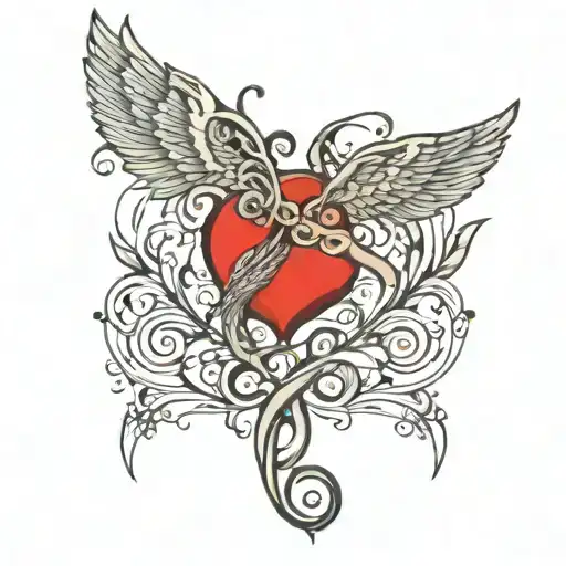 mental health survivor wings flying music notes intertwined tattoo design idea