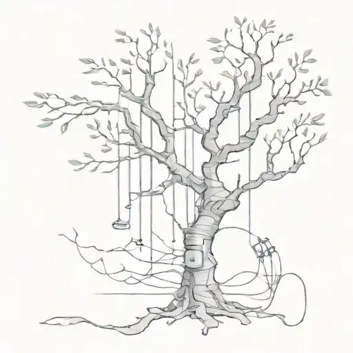 tree and audio cables tattoo design idea
