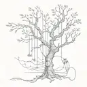 tree and audio cables tattoo design idea