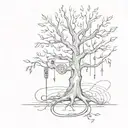 tree and audio cables tattoo design idea