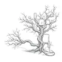 tree and audio cables tattoo design idea