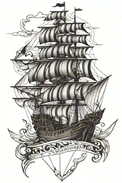 pirate ship tattoo design idea