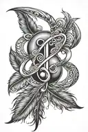 infinity symbol incorporated with feather and moon  tattoo design idea