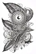 infinity symbol incorporated with feather and moon  tattoo design idea