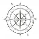 A minimalist tattoo of a compass rose with a small cross symbolizing guidance from God during military service tattoo design idea