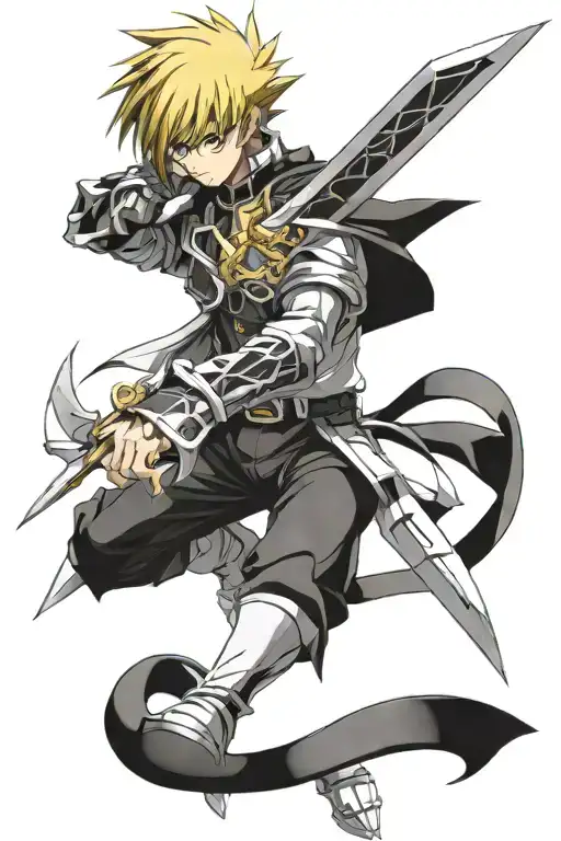 Create a  HunterxHunter Kurapika judgement chain blade tattoo, it should have the word "veritas" inscribed on the blade tattoo design idea