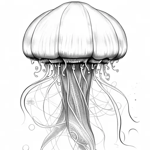 jellyfish auriella scyphoid sketch detail black and white tattoo design idea