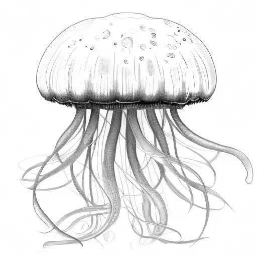 jellyfish auriella scyphoid sketch detail black and white tattoo design idea