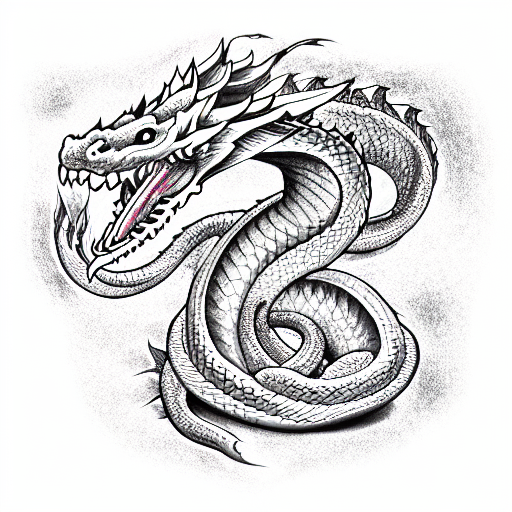 snake fighting dragon looking front tattoo design idea