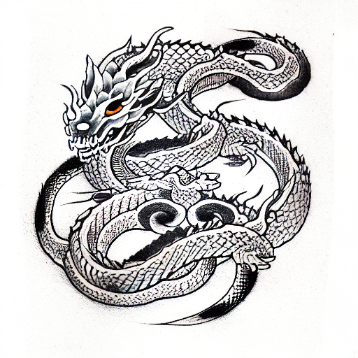 snake fighting dragon tattoo design idea