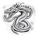 snake fighting dragon looking front tattoo design idea