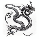 snake fighting dragon looking front tattoo design idea
