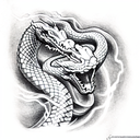 snake fighting dragon looking front tattoo design idea