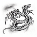 snake fighting dragon looking front tattoo design idea