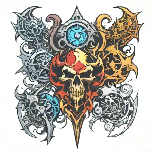 world of warcraft mixed with resident evil mixed with kingdom hearts tattoo design idea