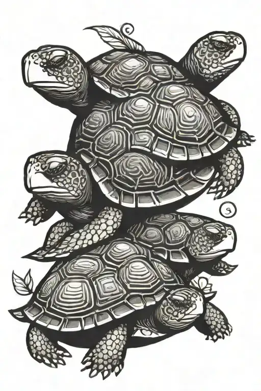 1 big turtle 3 small turtles family love symbol incorporating elements tattoo design idea