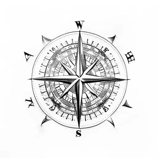 Blackwork Compass Tattoo Design