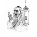 monk with lantern tattoo design idea