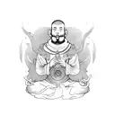 monk with lantern tattoo design idea