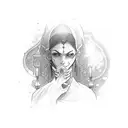 dark monk with lantern tattoo design idea
