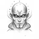 dark monk with lantern tattoo design idea