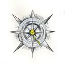 Arrow, clock, compass tattoo design idea