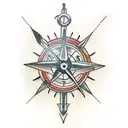 Arrow, clock, compass tattoo design idea