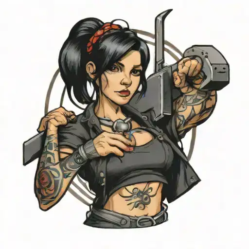 blacksmith girl tattoo design idea
