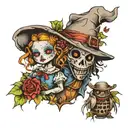 scarecrow and doll tattoo design idea