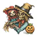 scarecrow and doll tattoo design idea