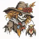 scarecrow and doll tattoo design idea