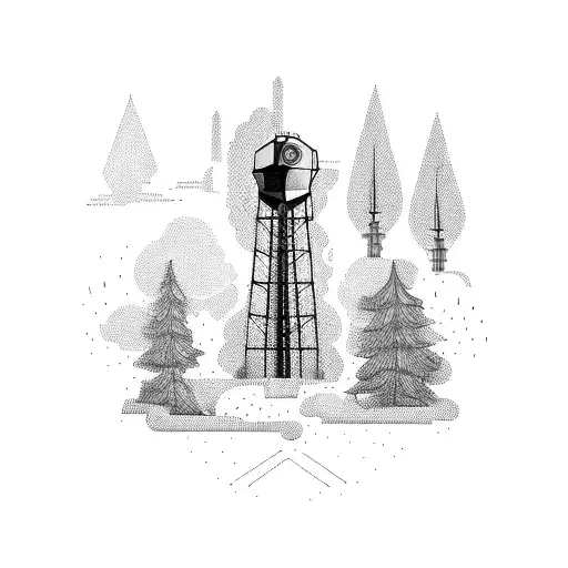 A police dispatcher radio tower surrounded by nature elements tattoo design idea