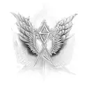 gothic cross with wings tattoo design idea