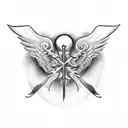 gothic cross with wings tattoo design idea