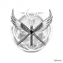 gothic cross with wings tattoo design idea