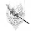 sword with wings tattoo design idea