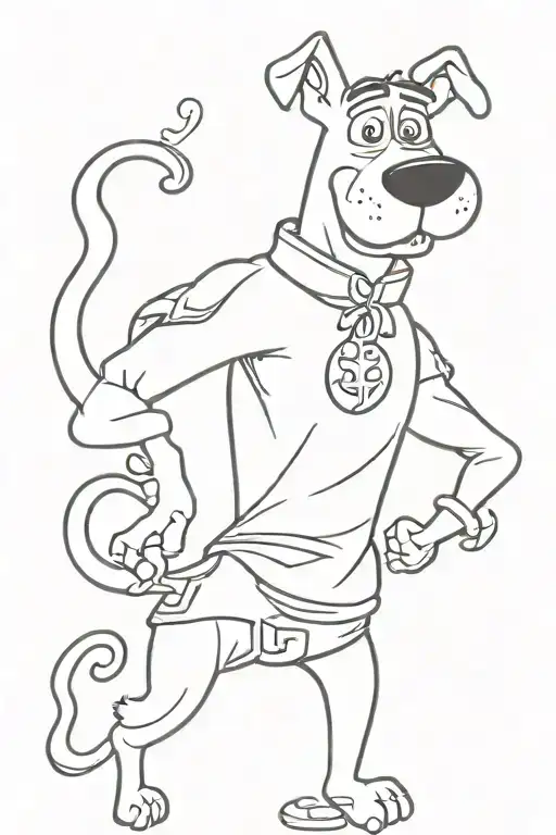 scooby doo whole body, holding a blunt and smoking.  tattoo design idea