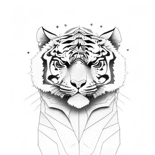 Tiger, skull, roses tattoo design idea