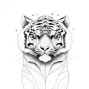 Tiger, skull, roses tattoo design idea