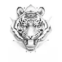 Tiger, skull, roses tattoo design idea