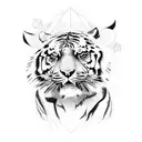 Tiger, skull, roses tattoo design idea