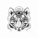 Tiger, skull, roses, fire  tattoo design idea